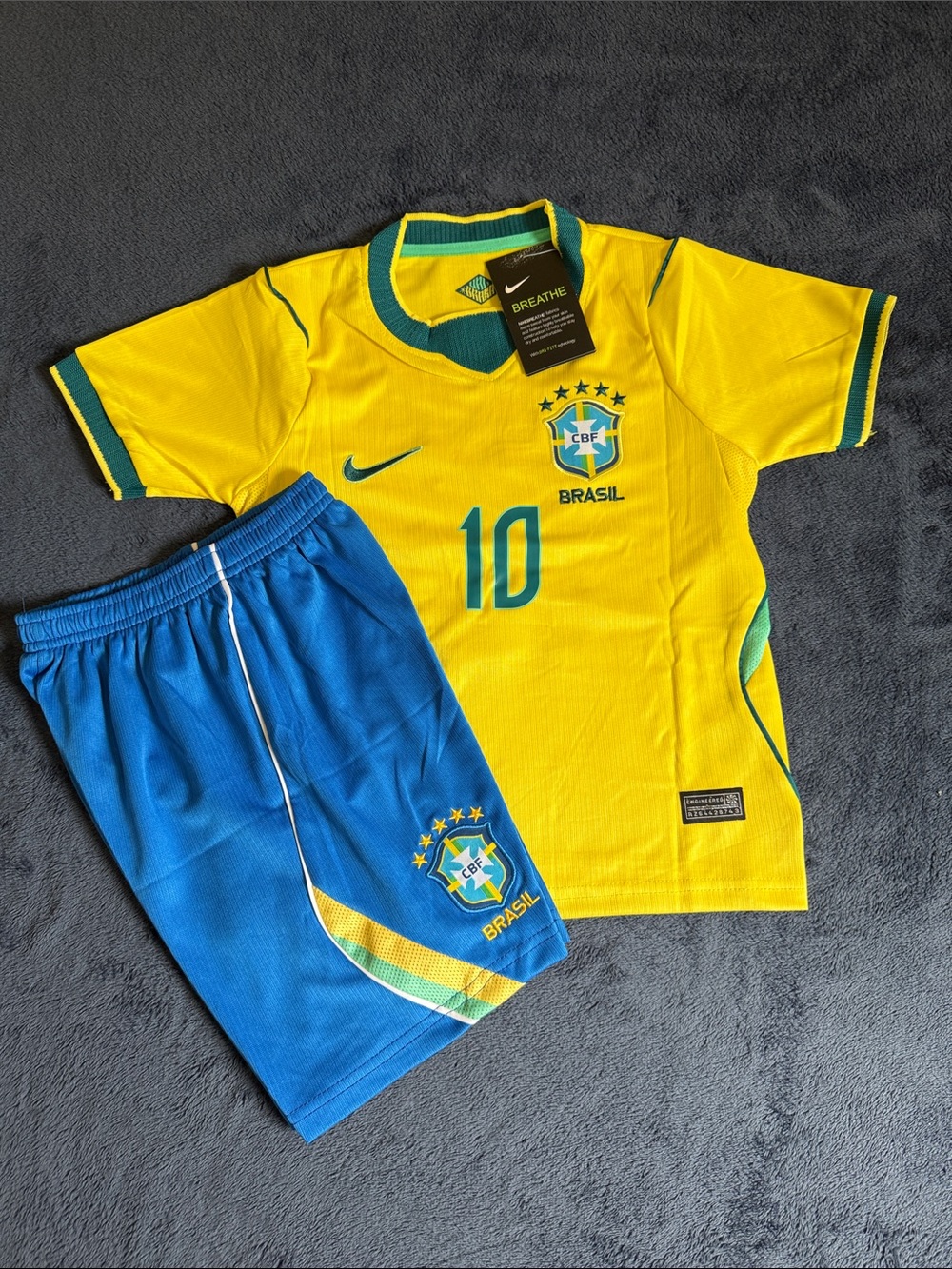 Brazil 2025/26 Home kids Soccer Jersey Set # Vini Jr 10 #NWT